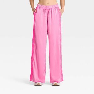 JoyLab Bubblegum Pink Wide-Leg Button-Track Pants